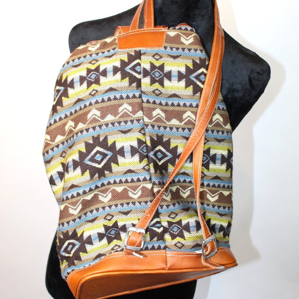 Yacon Handcrafted Wool and Faux Leather Backpack - Picture 3 of 16